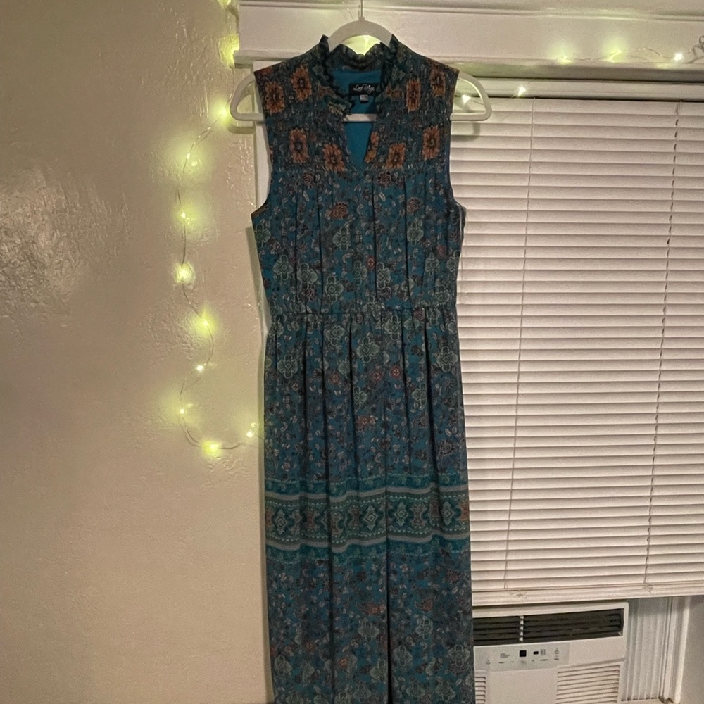 Love reign blue green boho medium maxi dress